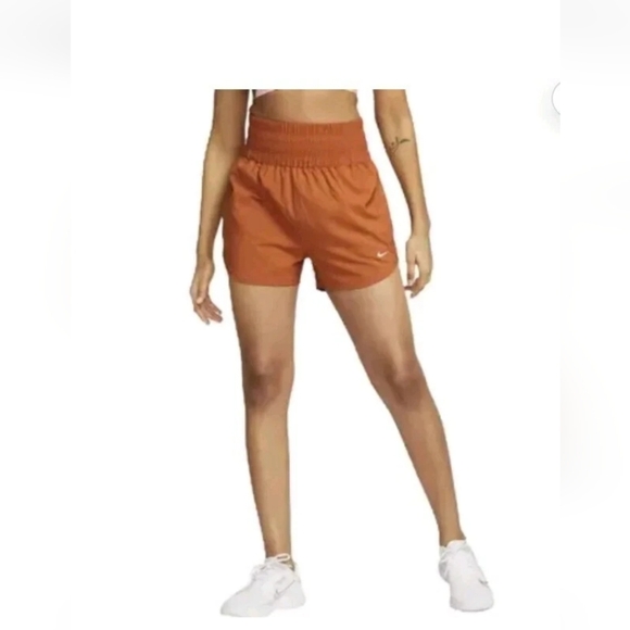 Nike Shorts Women's One Dri Fit High Waisted Lined NWT Brown - Picture 3 of 5